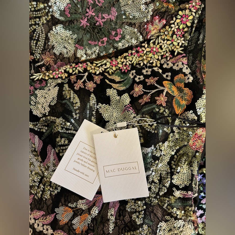NWT Mac Duggal Floral One Shoulder Dress with High Slit - Picture 6 of 11